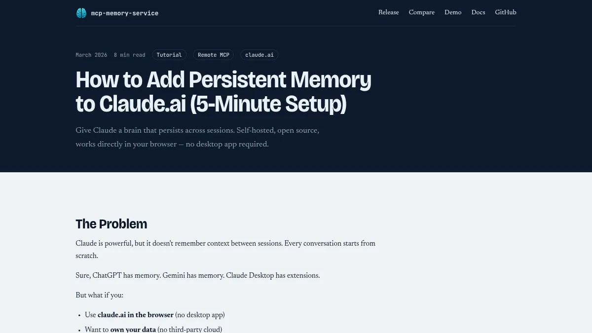 The tutorial: how to add persistent memory to claude.ai in five minutes